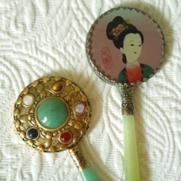 Accessories - Vintage Jade Handle Mirrors